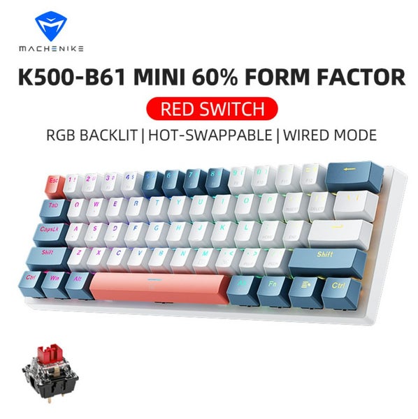 Machenike K500-B61 RGB Wired Hot Swap Mechanical Keyboard White - 61 Key Red ... Carousel 2
