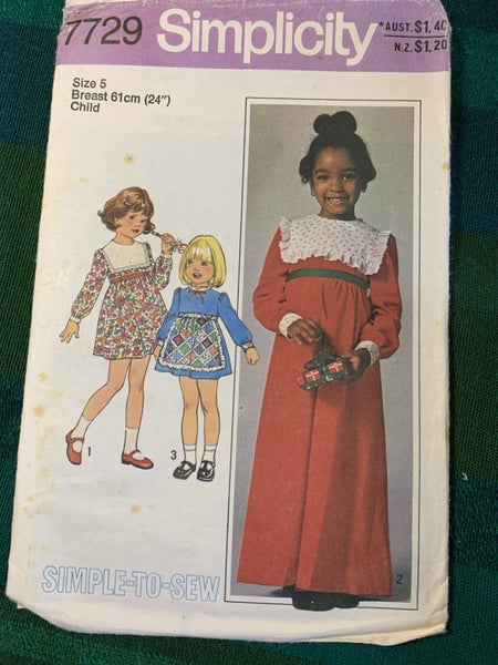 VINTAGE 1977 SIMPLICITY DRESSMAKING PATTERN #7729 - SIZE 5yrs Carousel 1