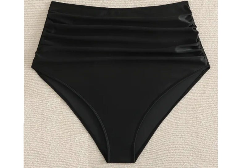 High waisted ruched bikini bottoms -flattering Hi Waist swim pants - 10 or 12 Carousel 2