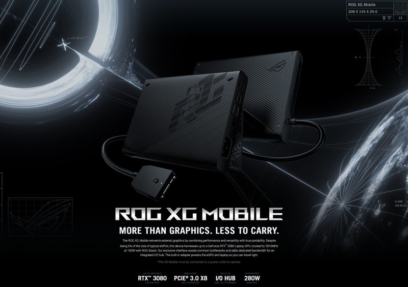 ASUS ROG XG Mobile GC31 RTX3080 16GB-GDDR6 150W eGPU Dock for ROG Flow X13 & Z13 Carousel 18