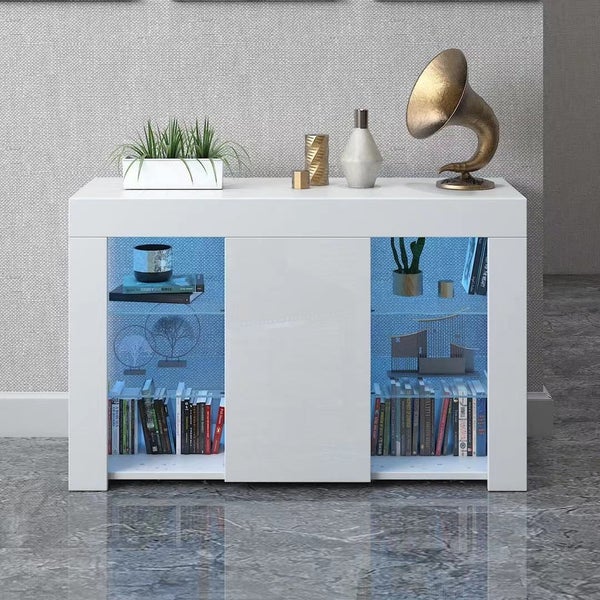 Sideway' LED BookShelf /Sideboard White Gloss Carousel 1