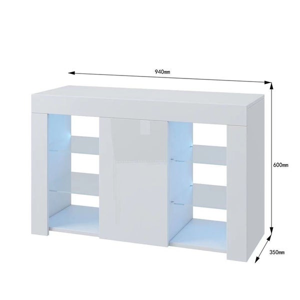Sideway' LED BookShelf /Sideboard White Gloss Carousel 2