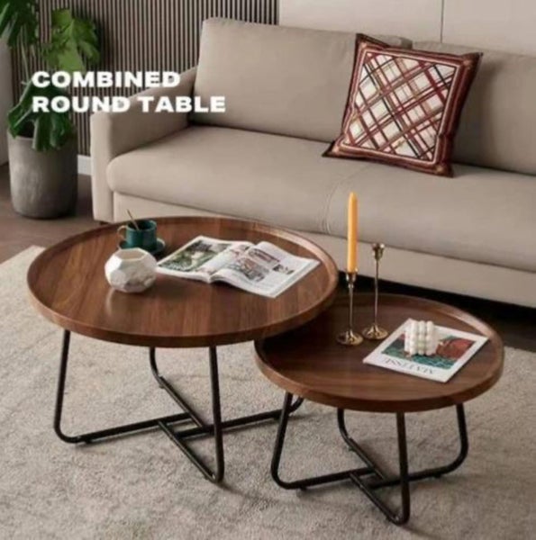 Wooden Twin Nested Round Coffee Table Set628638609748501113
