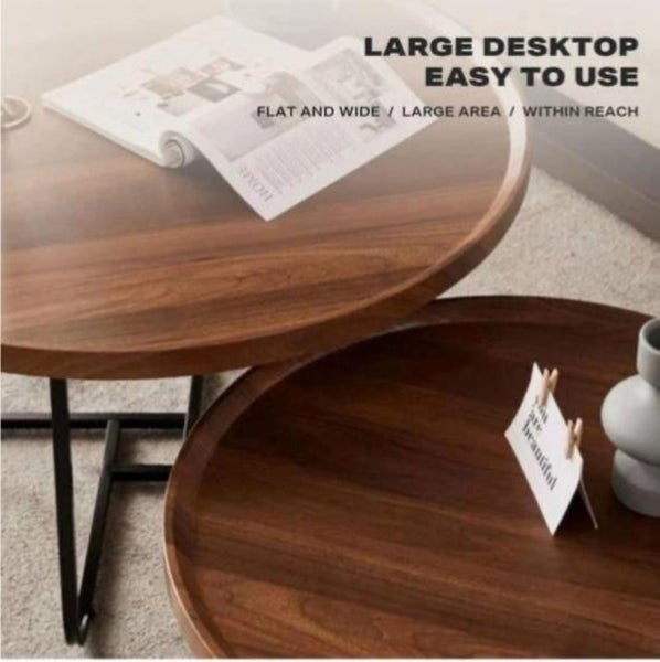 Wooden Twin Nested Round Coffee Table Set62863860974850111