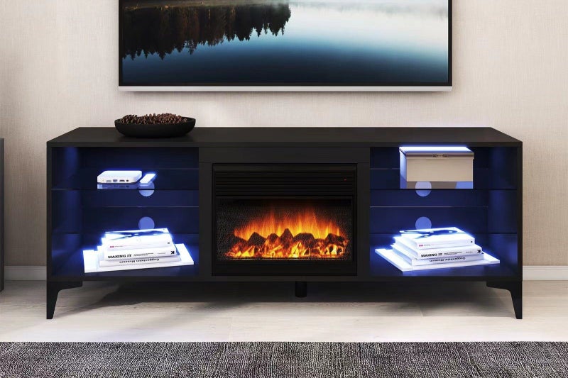 'Dante' Black RGB LED Lighting TV Unit With Electric Fireplace Carousel 1
