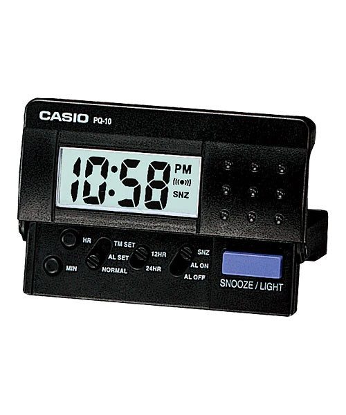 Casio Black and Silver Digital Alarm Clock - PQ10 Carousel 1