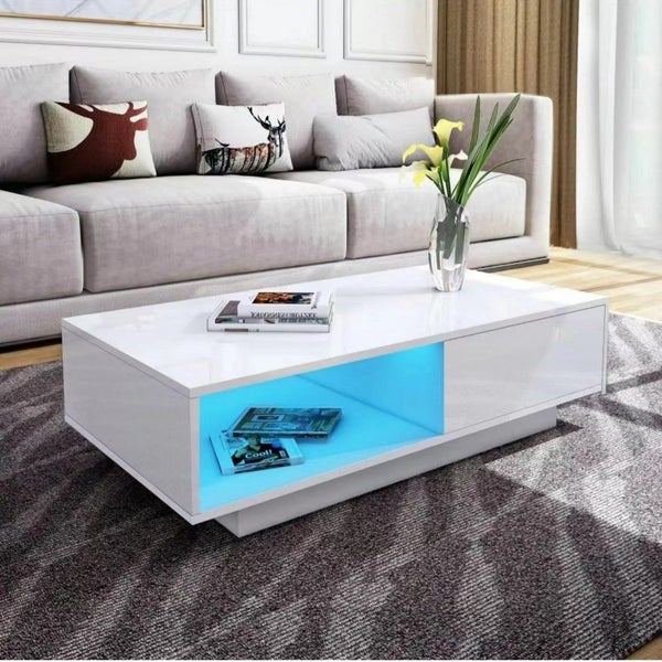 'Romote' White Gloss Coffee table with RGB LED Lighting628638609445131110