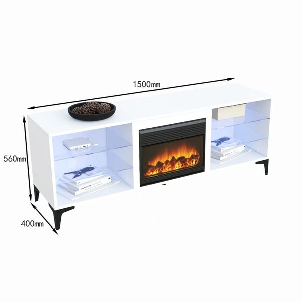 'Dante' RGB LED Lighting TV Unit With Electric Fireplace Carousel 4