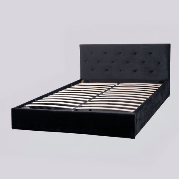 Pilkington Fabric Bed Frame with massive storage Black Velvet King Carousel 1