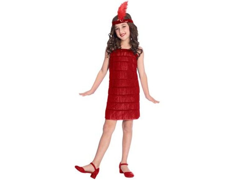 Flapper Dress & Headpiece Red - Girls - Suit age 6-8 yo Carousel 1