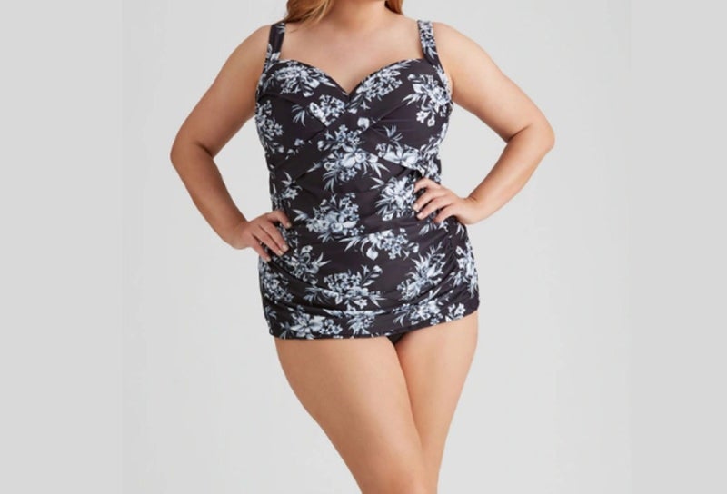 Black, Grey and White Tankini Top & Black bikini pants - Size 24 Carousel 1