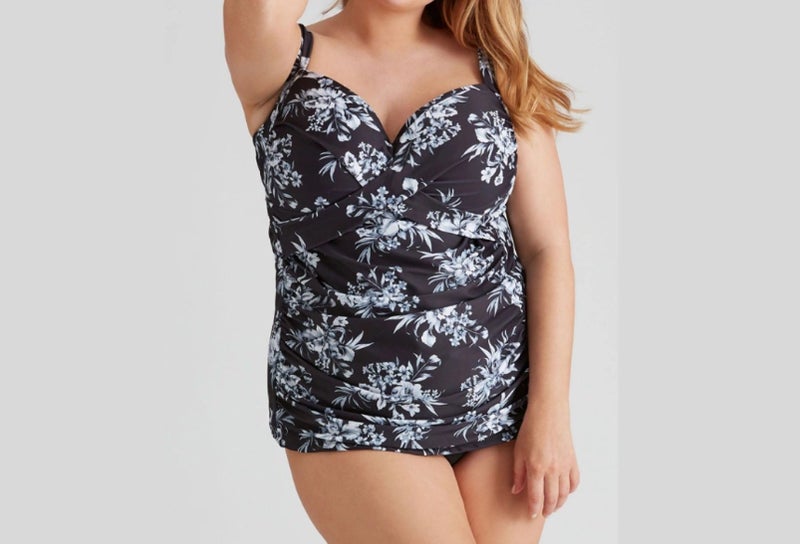 Black, Grey and White Tankini Top & Black bikini pants - Size 24 Carousel 2