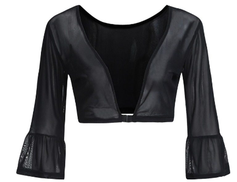 BLACK - Arm Sleeves / Modesty Sleeves / Sheer Undertop Size 10-12 FRILL Sleeve Carousel 1