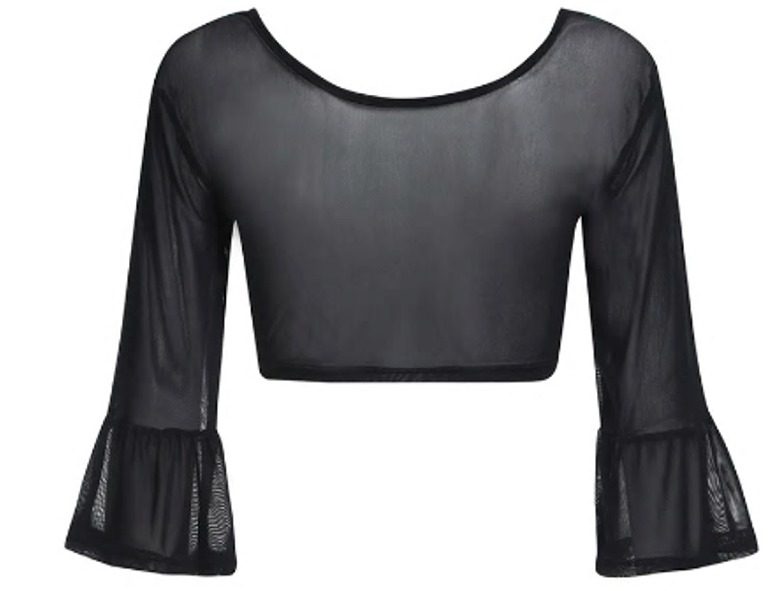 BLACK - Arm Sleeves / Modesty Sleeves / Sheer Undertop Size 10-12 FRILL Sleeve Carousel 2