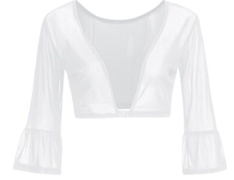 BLACK - Arm Sleeves / Modesty Sleeves / Sheer Undertop Size 10-12 FRILL Sleeve Carousel 4
