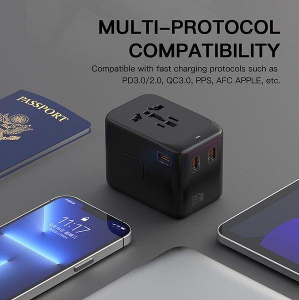 Universal Travel Adapter, GaN 65W International Plug Adapter Worldwide Carousel 10