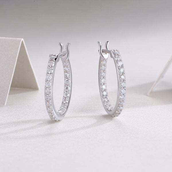 1 Carat Moissanite Diamond Hoop Earrings S925 Silver 18K White Plated -BCR62980455020673112