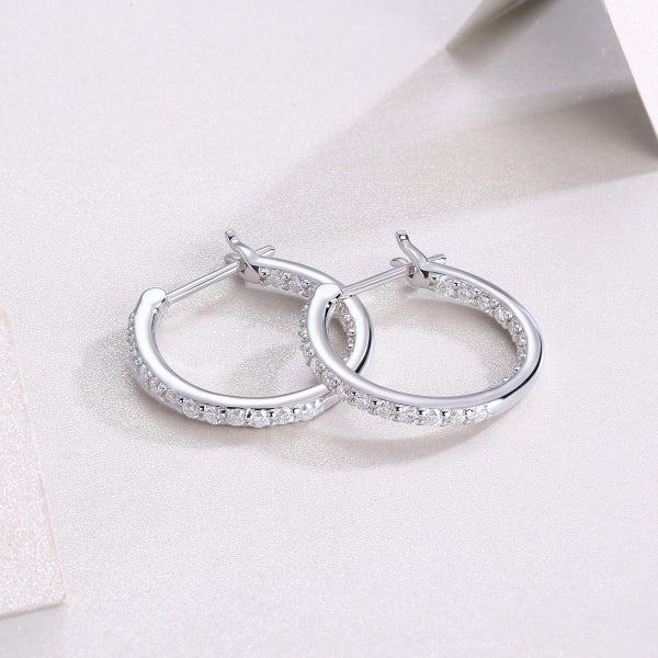 1 Carat Moissanite Diamond Hoop Earrings S925 Silver 18K White Plated -BCR62980455020673113