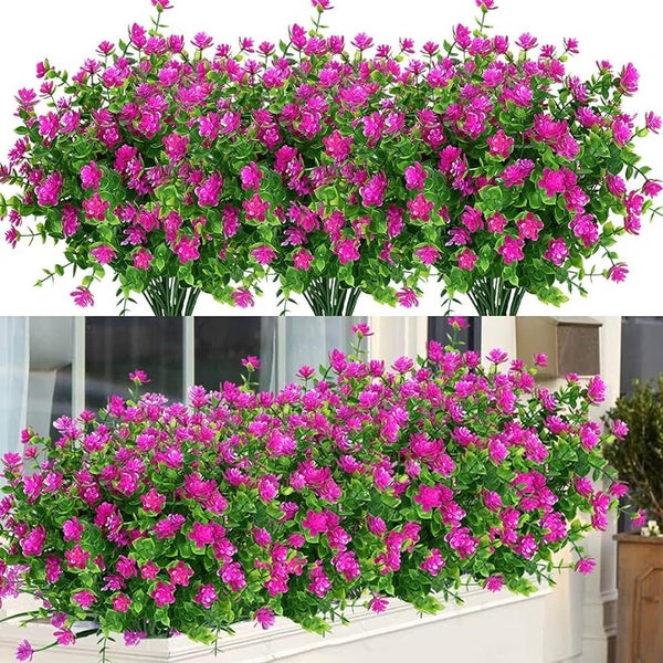24 Bundles Outdoor Artificial Flowers UV Resistant Fake Boxwood Plants, Faux ... Carousel 2