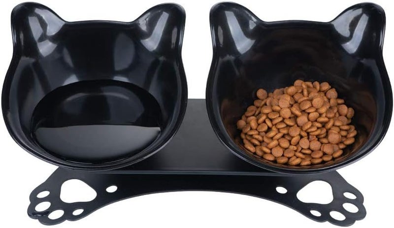 Anti Vomiting Cat Bowls - Elevated Tilted 15o Cat Food Bowl, Raised Plastic C... Carousel 1