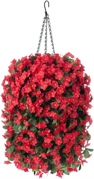 Artificial Fake Hanging Flowers Plants with Basket for Outdoor, Orange Faux S... Carousel 1