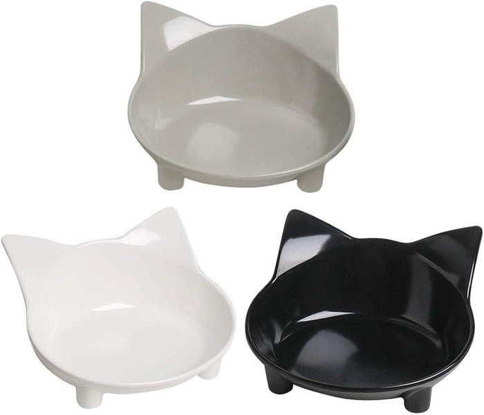 Cat Food Bowls, Non-Slip, Safe Food-Grade Melamine, Anti-Skid Base, Shallow D... Carousel 2
