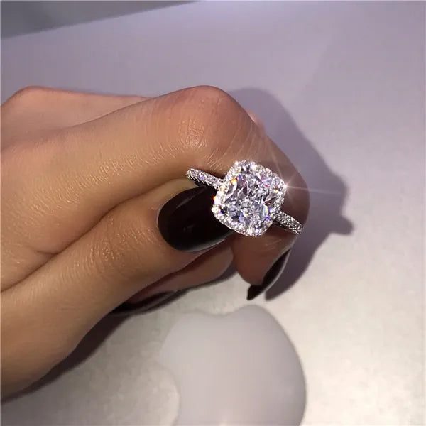 choucong Promise Ring sterling Sier Cushion cut 3ct Diamond Engagement Weddin... Carousel 1