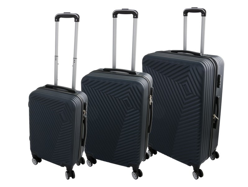 3 Piece Hard Luggage Suitcase Set - Large, Small & Carry On - Dark Blue Carousel 1