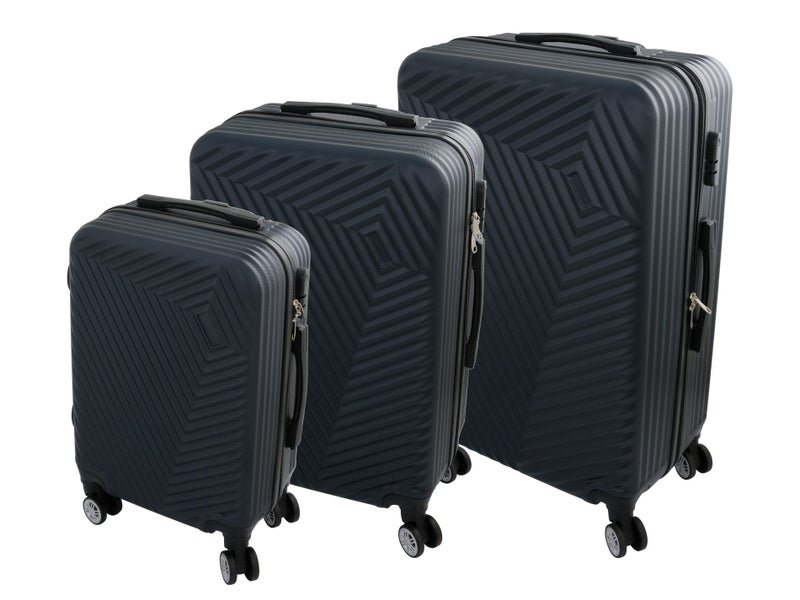 3 Piece Hard Luggage Suitcase Set - Large, Small & Carry On - Dark Blue Carousel 2