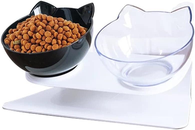 Elevated Cat Bowls with Raised Stand, Pet Food Water Feeder Bowl, 15o Tilted ... Carousel 1