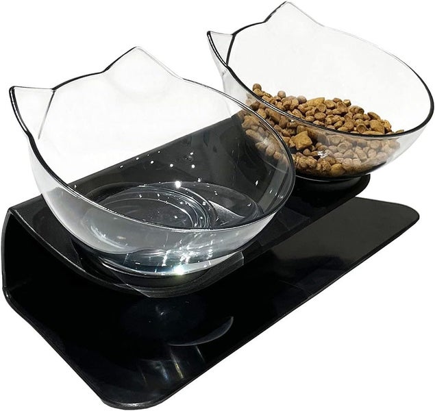 Elevated Cat Bowls with Raised Stand, Pet Food Water Feeder Bowl, 15o Tilted ... Carousel 17