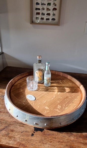 LAZY SUSAN - FREE FREIGHT NZ WIDE - WINE BARREL LID - FRENCH OAK TIMBER Carousel 1