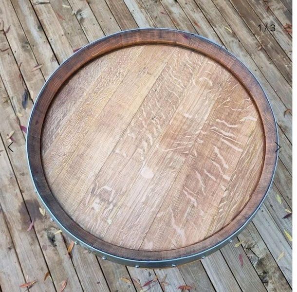 LAZY SUSAN - FREE FREIGHT NZ WIDE - WINE BARREL LID - FRENCH OAK TIMBER Carousel 4