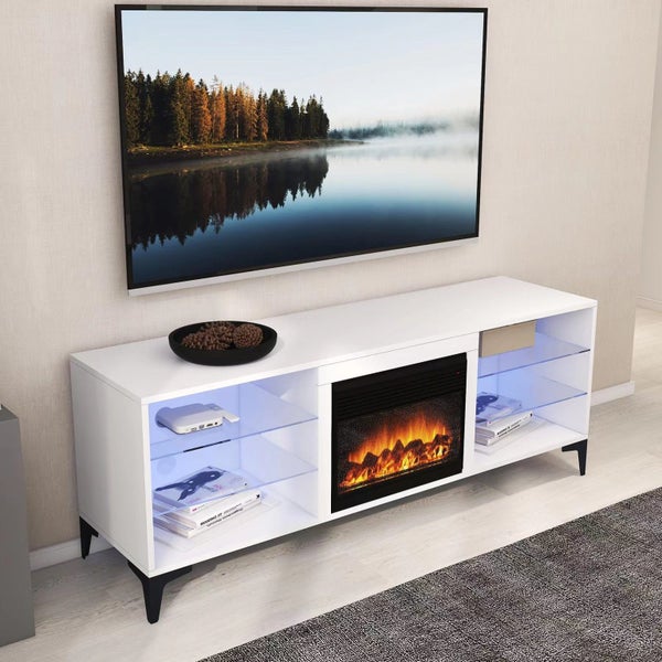 'Dante' RGB LED Lighting TV Unit With Electric Fireplace62863231055106112