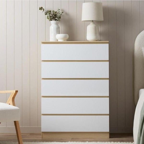 Monaco Set of 5 drawers white + oak628638605145611127