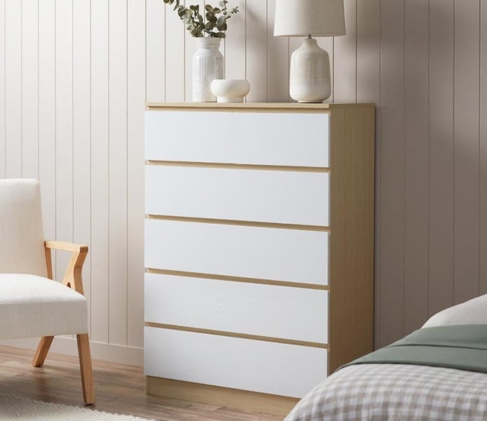 Monaco Set of 5 drawers white + oak62863860514561111