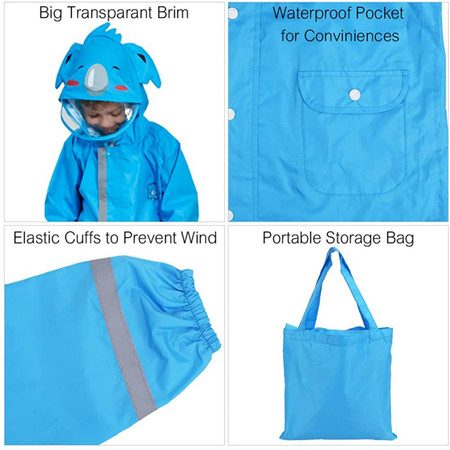 Kids Rain Wear,3D Cartoon Children Toddler Raincoat Jacket Poncho for Boy Girl Carousel 2
