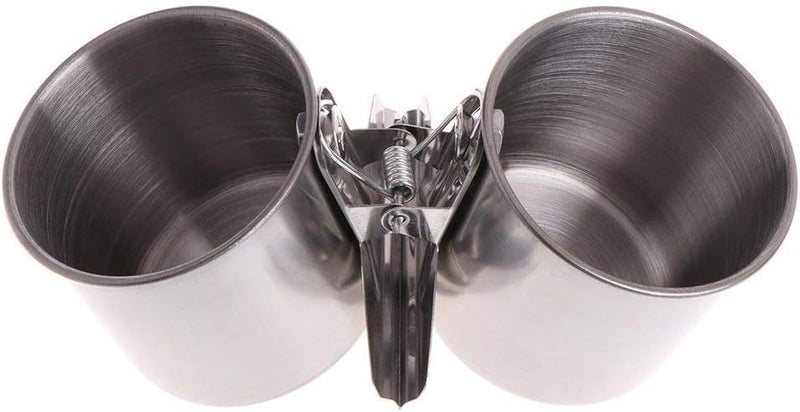 Pet Bird Food Feeding and Drinking Hanging Cup Clamp Holder Stainless Steel H... Carousel 11