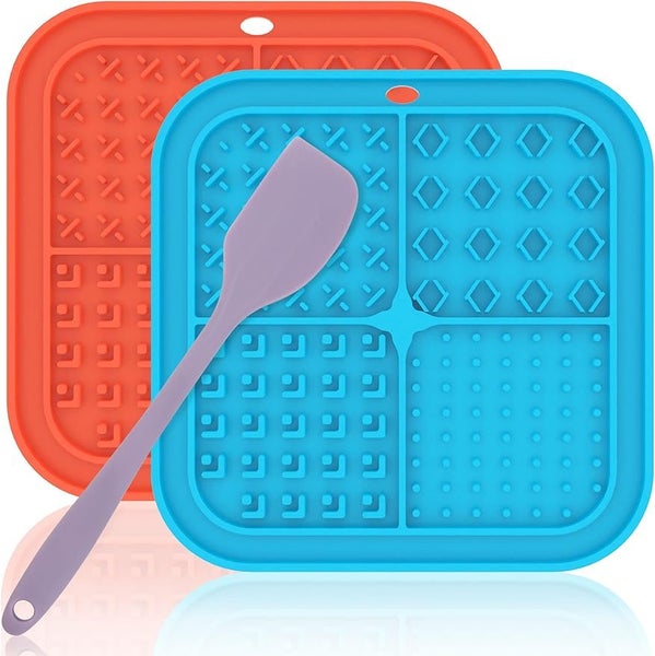 Lick Mat for Small Dogs and Cats 2 Pack, Dog Peanut Butter Lick Pads with Suc... Carousel 2