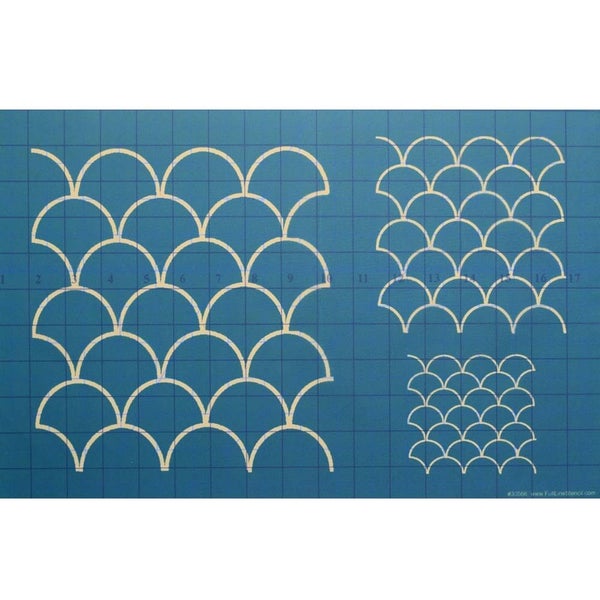 Quilting Full Line Stencil Clamshells Reusable A3 use with Pounce 30566 Carousel 1