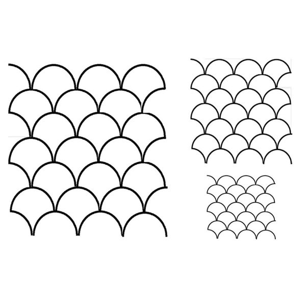 Quilting Full Line Stencil Clamshells Reusable A3 use with Pounce 30566 Carousel 2