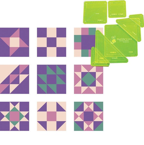 Quilting Patchwork Sewing Template Set 1 A-G Matildas Own 7 pieces 3'' Inch Carousel 1