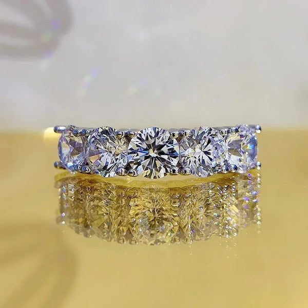 NeeTim 5mm 6.5mm Full Moissanite Ring for Women S Sterling Sier Eternity Spar... Carousel 2