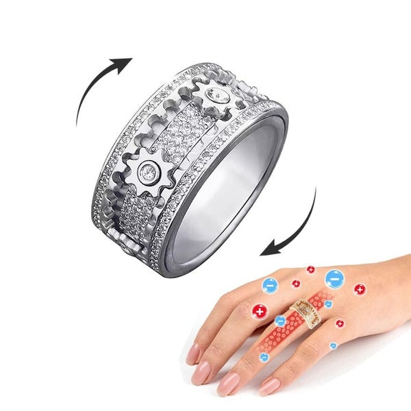 New 3D Band Ring Ornate Diamond Rotating Gear Spinner Rings Handmade Geometri... Carousel 7