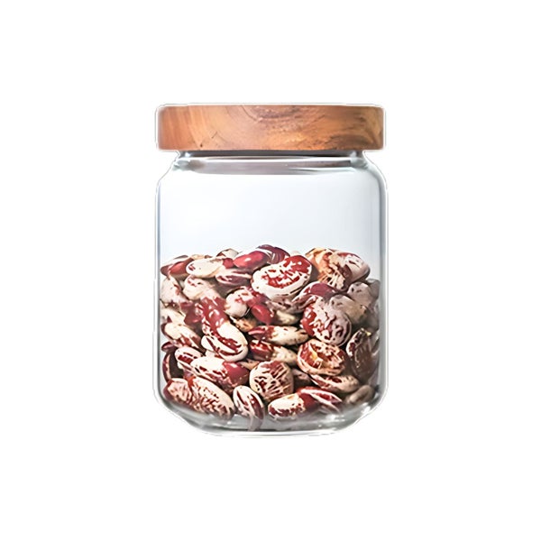 Anygleam Condiments Container Round Glass Jar Storage with Airtight Wooden Li... Carousel 1