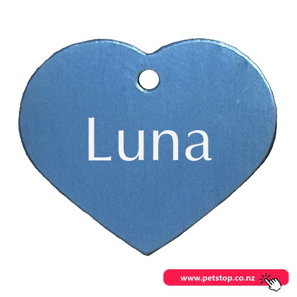 Pet Name Tag - "Luna" - Large Blue Heart 1pk Carousel 1