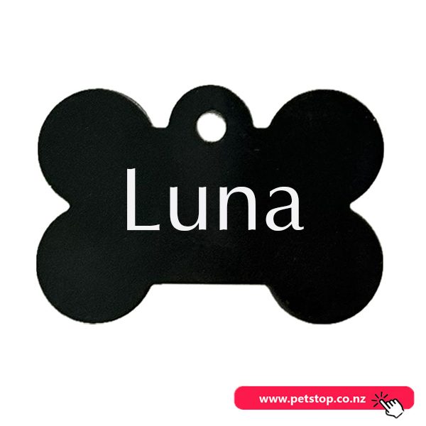 Pet Name Tag - "Luna" - Small Black Bone 1pk Carousel 1