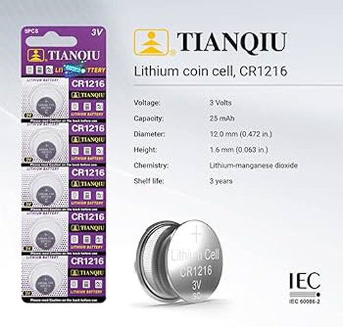 2 x CR1216 Cell Lithium Battery DL1216, BR1216, ECR1216, 5034LC, LM1216 Carousel 3