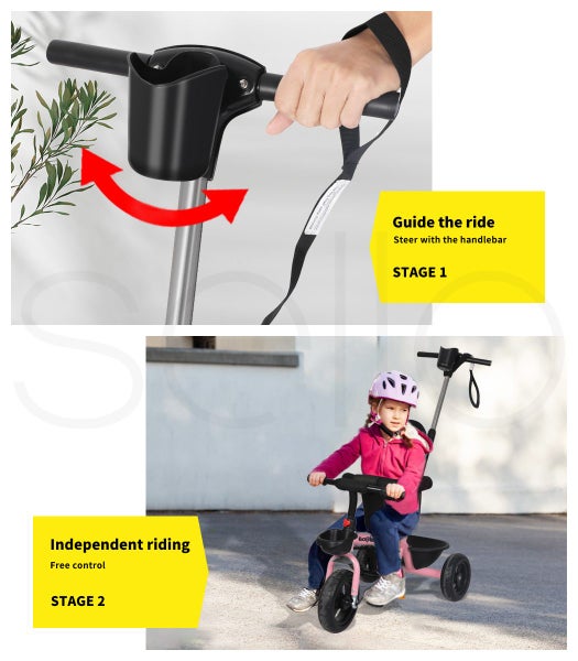 Bopeep Kids Tricycle Ride On Trike Toddler Balance Bike Prams Stroller Pink62863242532354114
