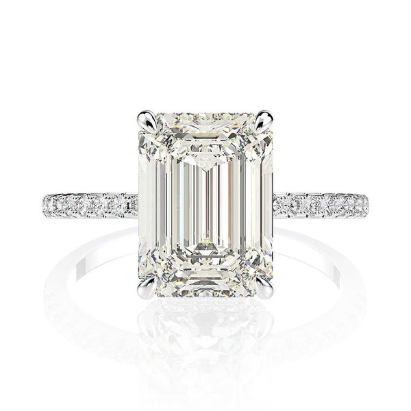 PANSYSEN Sterling Sier Emerald Cut High Carbon Diamond gemstone Wedding Rings... Carousel 2